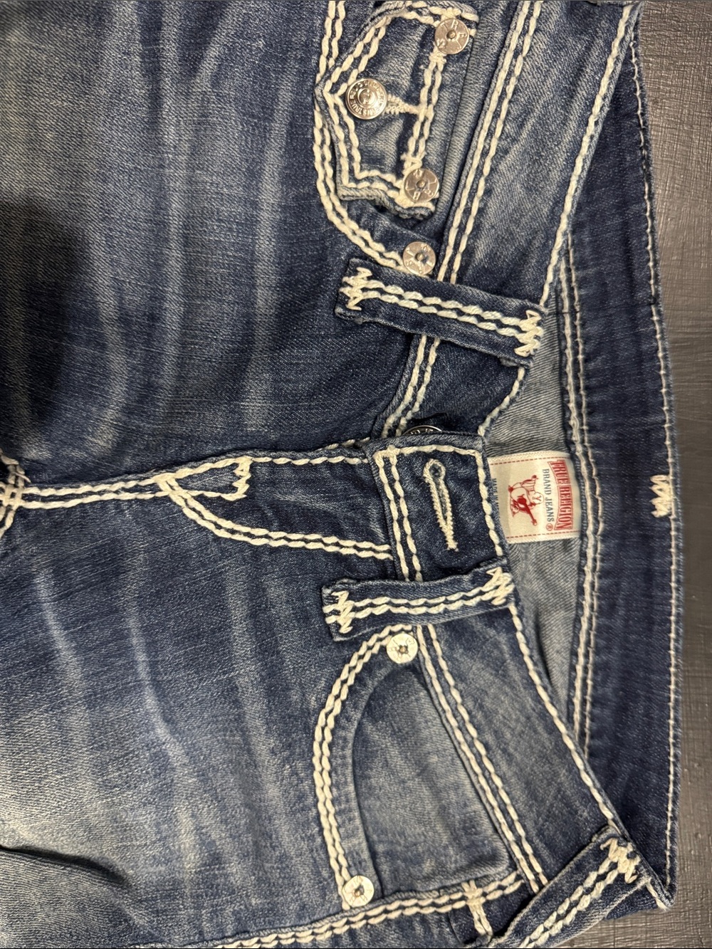 True Religion Women's Straight Leg Jeans in Faded Blue - Picture 3 of 4